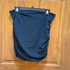 Black Ruched Pencil Mini Skirt for Work